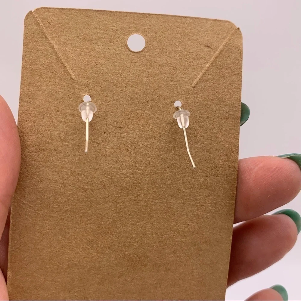 Genuine Milky Quartz Graduated 3 Beaded Dangle Silver Tone Hoop Earrings Pierced